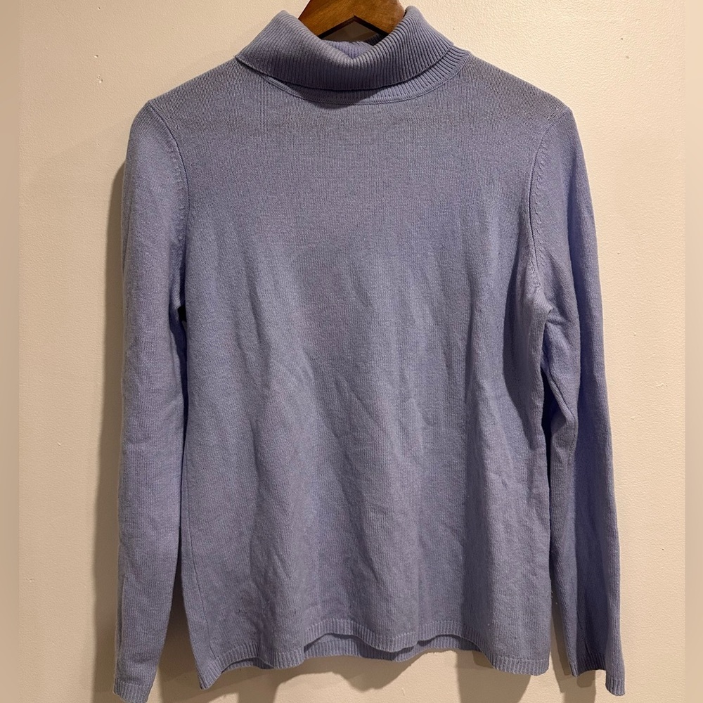CHARTER CLUB 100% Cashmere Light Blue Preppy Luxury Turtle Neck Size M
